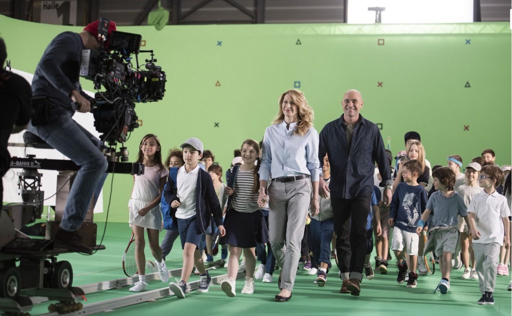 Steffi and Andre behind-the-scenes of their Longines TV spot