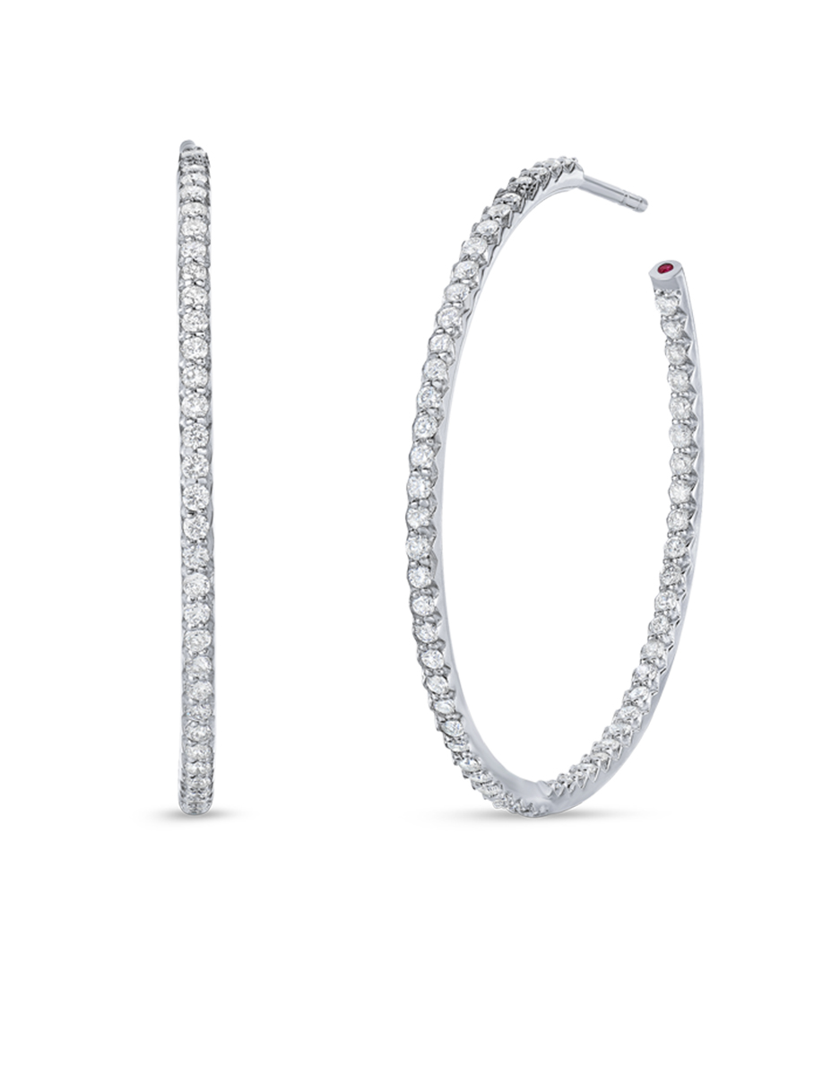 Roberto Coin Perfect Diamond Hoops Large Inside Outside Diamond Hoop