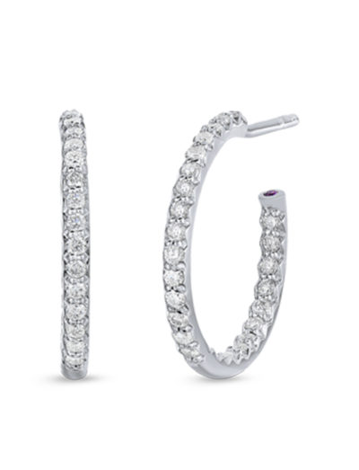 Roberto Coin Perfect Diamond Hoops Petite Inside Outside Diamond Hoop Earrings 000605AWERX0