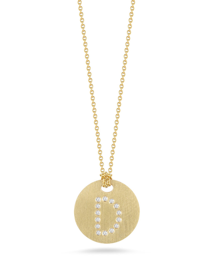 Disc Pendant with Diamond Initial D
