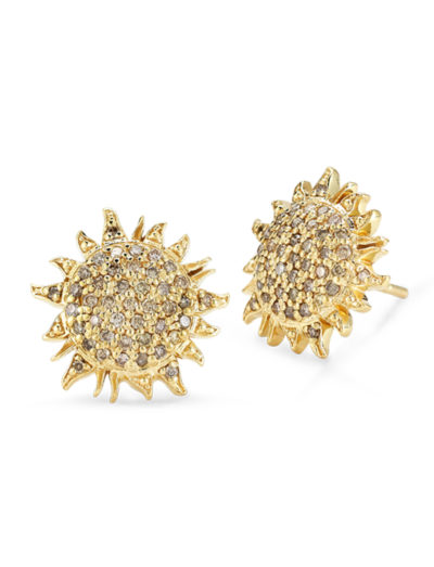 Roberto Coin Tiny Treasures Sun Earrings with Brown Diamond 000953AYERBD