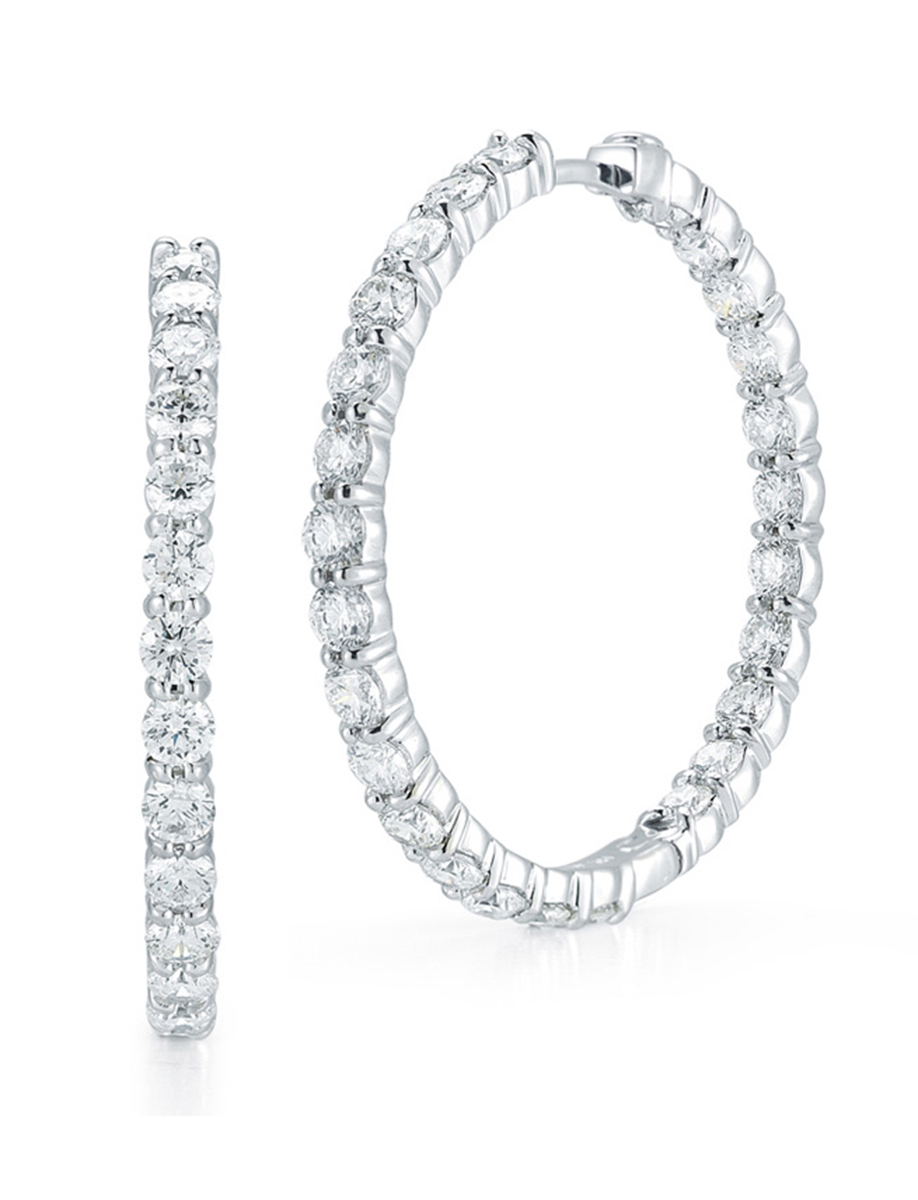 Roberto Coin Perfect Diamond Hoops Large Inside Outside Diamond Hoop 