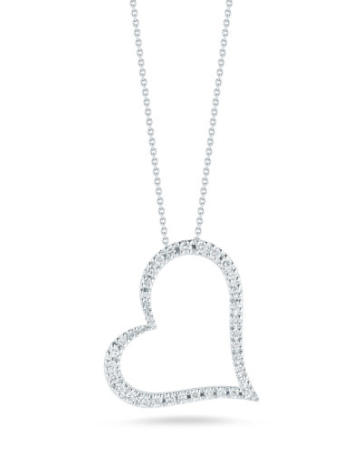 Roberto Coin Tiny Treasures Slanted Heart Pendant with Diamonds 001443AWCHX0