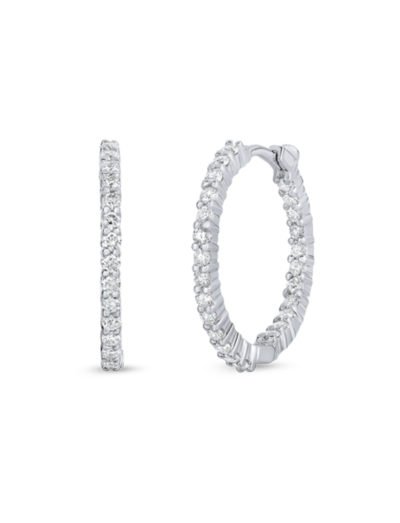 Roberto Coin Perfect Diamond Hoops XSmall Inside Outside Diamond Hoop Earrings 001448AWERX0