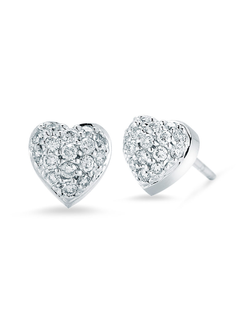 Puffed Heart Earrings with Diamonds