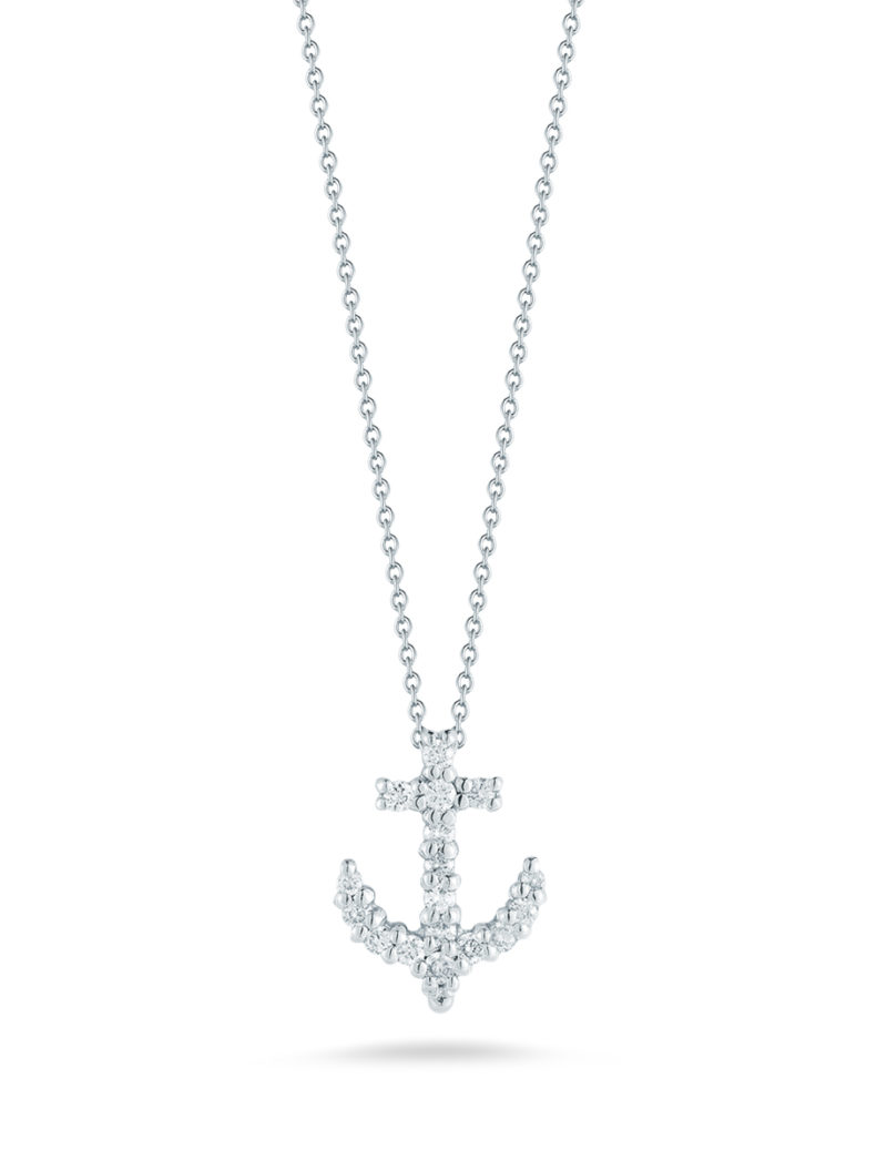 Anchor Pendant with Diamonds