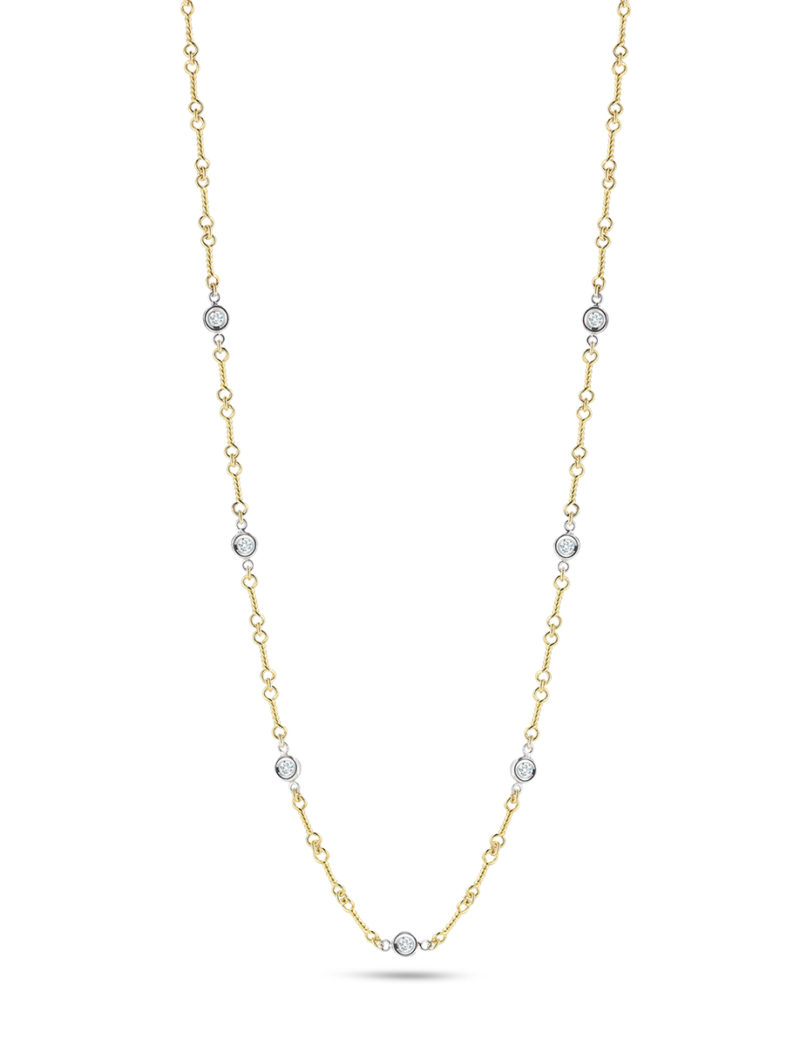 Dogbone Chain Necklace with Diamond Stations