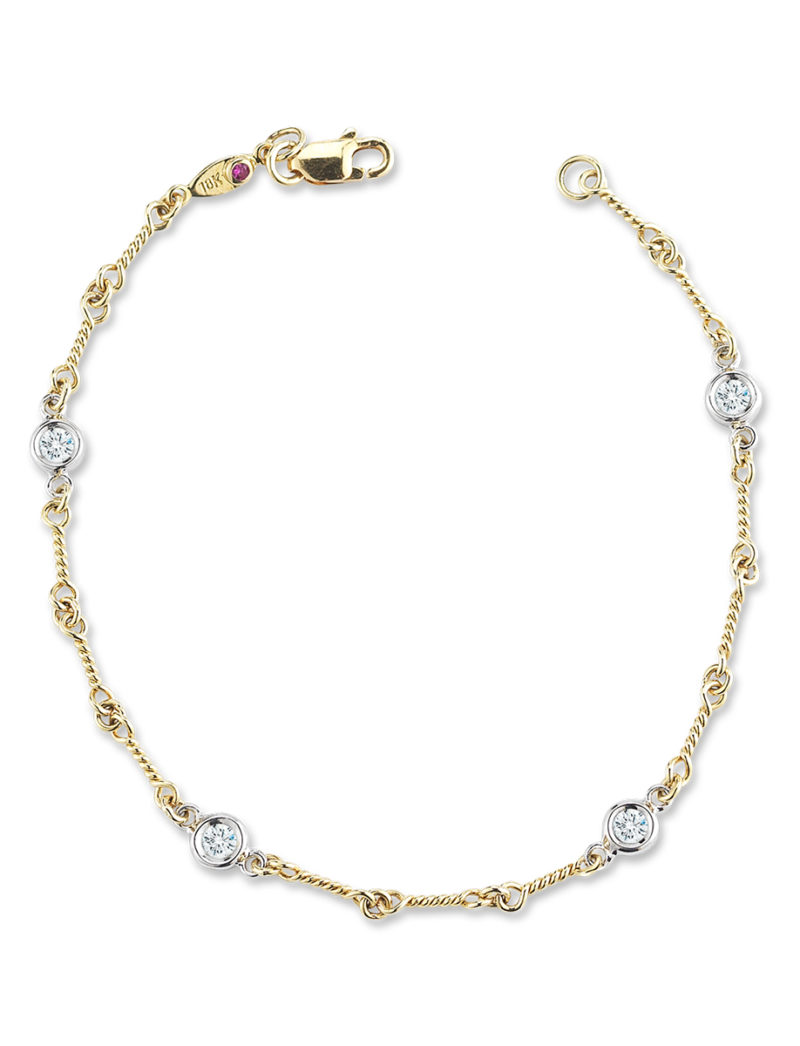 Dogbone Chain Bracelet with Diamond Stations