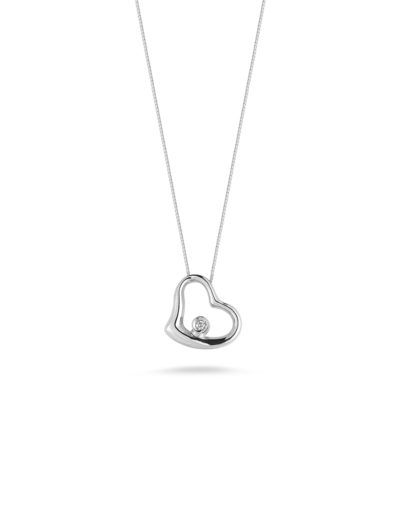 Roberto Coin Tiny Treasures Small Slanted Heart Pendant with Diamonds 023267AWCHX0