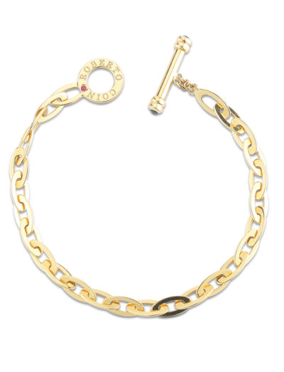 Roberto Coin Designer Gold Chic and Shine Petite LInk Bracelet 295023AYLBS0
