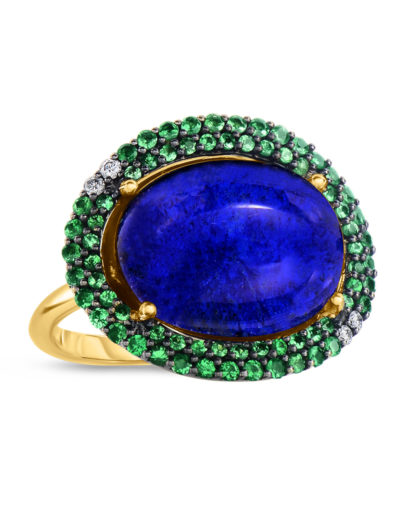 Roberto Coin Haute Couture Art Deco Ring with Lapis and Tsavorite 3304892AY65J