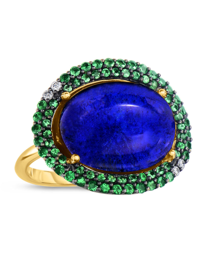 Art Deco Ring with Lapis and Tsavorite