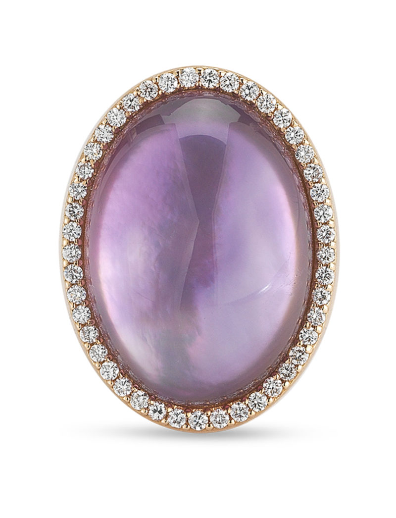 Ring with Diamonds, Amethyst, and Mother of Pearl