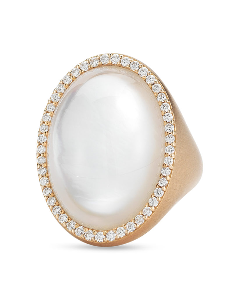 Ring with Diamonds, Crystal, and Mother of Pearl