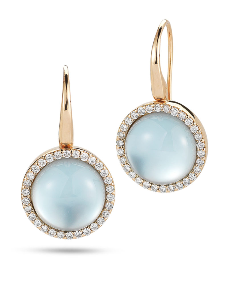 Earrings with Diamonds, Topaz, and Mother of Pearl