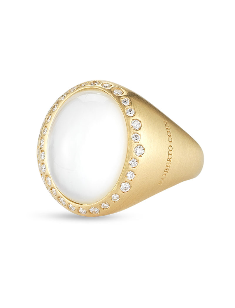 Ring with Diamonds, Crystal, and Mother of Pearl