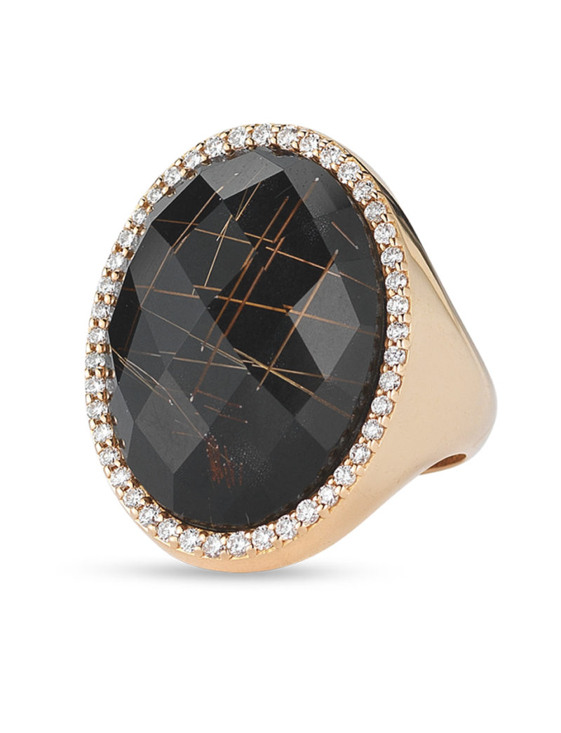 Ring with Diamonds, Quartz, and Onyx
