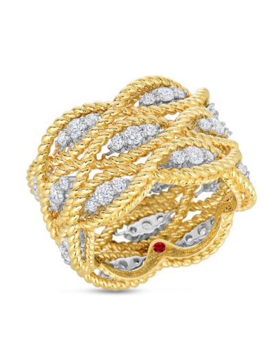 Roberto Coin New Barocco 3 Row Ring with Diamonds 7771077AJ65X