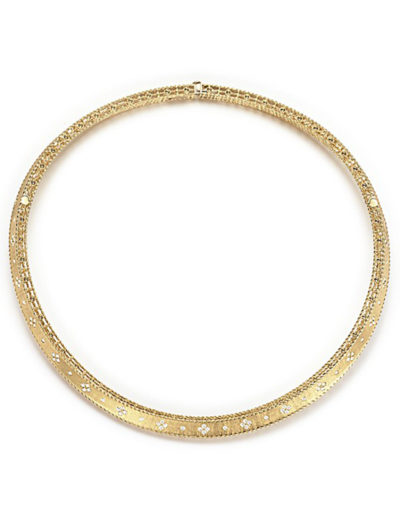 Roberto Coin Princess Satin Finish Slim Collar with Fleur de Lis Diamonds 7771245AYCHX