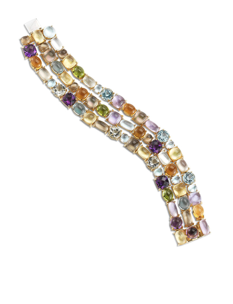 3 Row Bracelet with Semi-Precious Stones