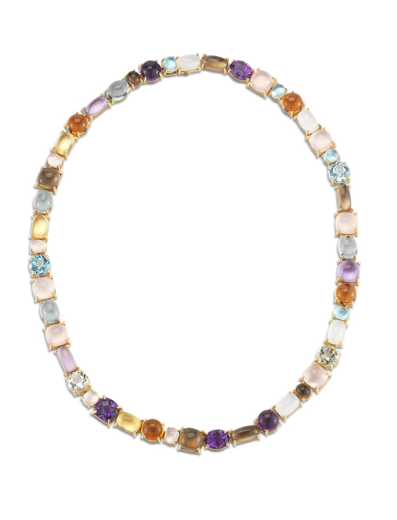 1 Row Necklace with Semi-Precious Stones