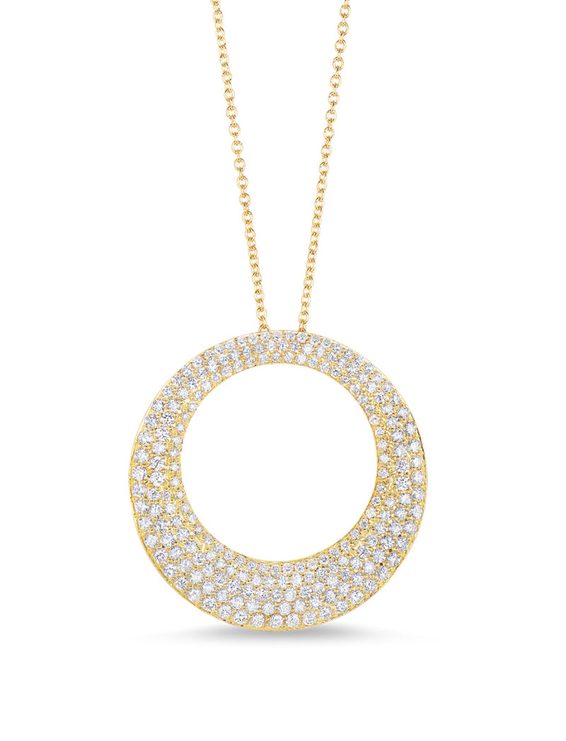 Small Circle Pendant with Diamonds
