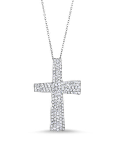 Roberto Coin Scalare Large Cross Pendant with Diamonds 8881403AW18X