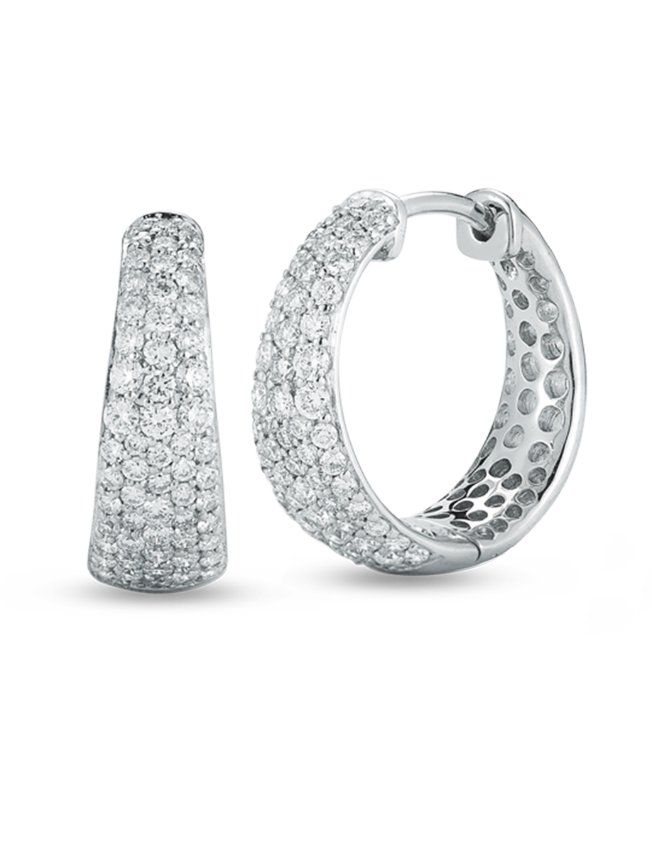 Roberto Coin Scalare Small Tapered Hoop Earrings with Diamonds ...