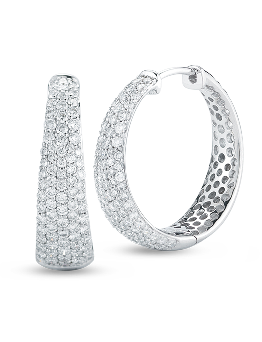 Roberto Coin Scalare Large Tapered Inside Outside Diamond Hoop Earrings ...