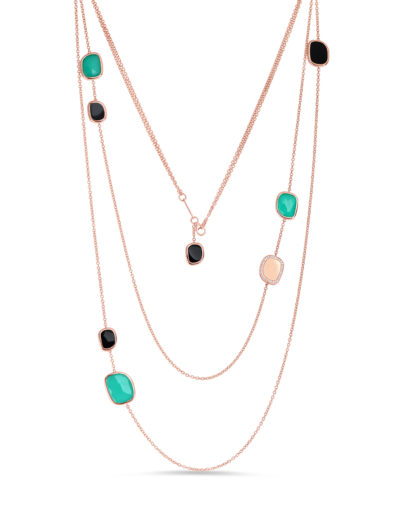 Roberto Coin Black Jade Station Necklace with Black Jade, Agate, and Diamonds 8881607AX32J