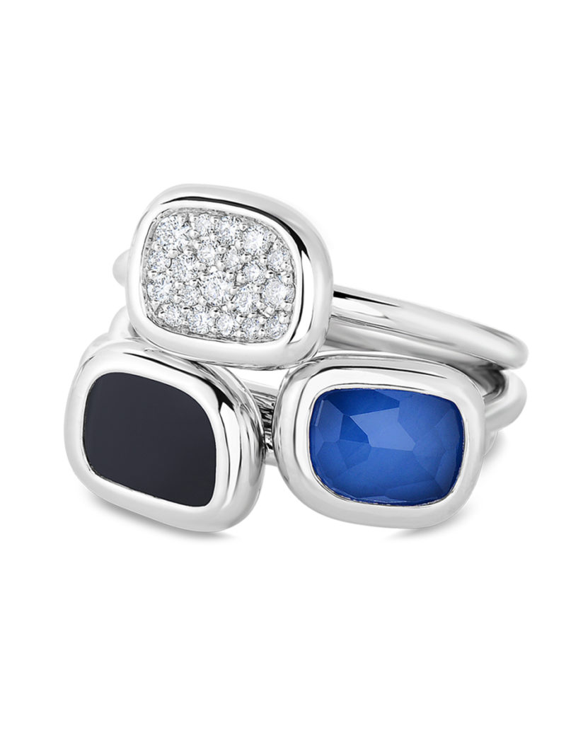 Ring with Black Jade, Quartz, and Diamonds