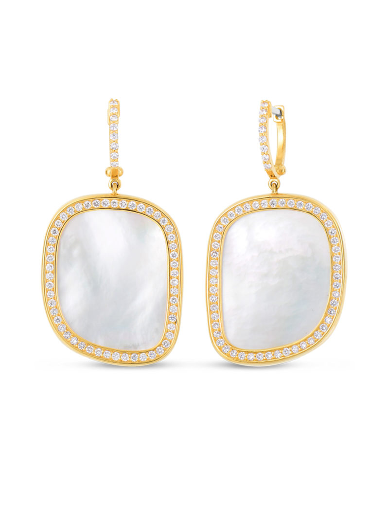 Drop Earrings with Mother of Pearl and Diamonds