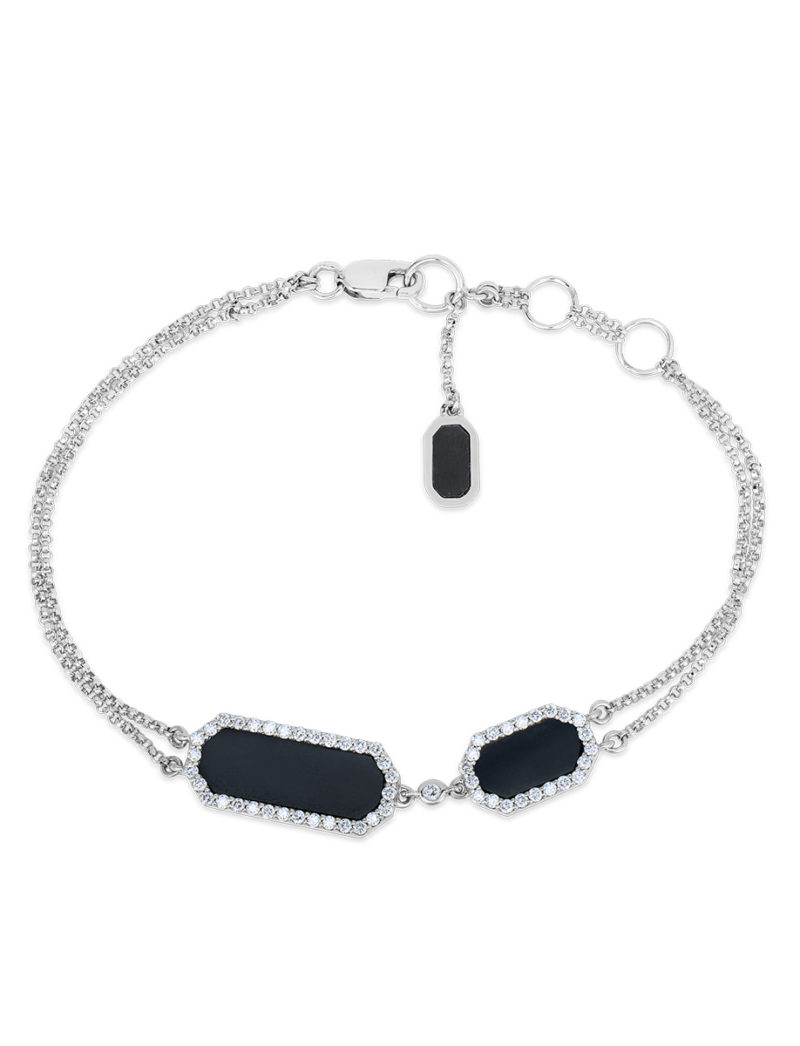 Art Deco Bracelet with Diamonds and Black Jade