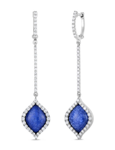 Roberto Coin Art Deco Drop Earrings with Diamonds, Sapphire, and Mother of Pearl 8882002AWERJ