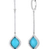 Roberto Coin Tiny Treasures Art Deco Drop Earrings with Diamonds, Turquoise, and Mother of Pearl 8882003AWERJ