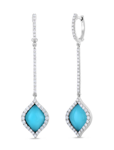 Roberto Coin Tiny Treasures Art Deco Drop Earrings with Diamonds, Turquoise, and Mother of Pearl 8882003AWERJ
