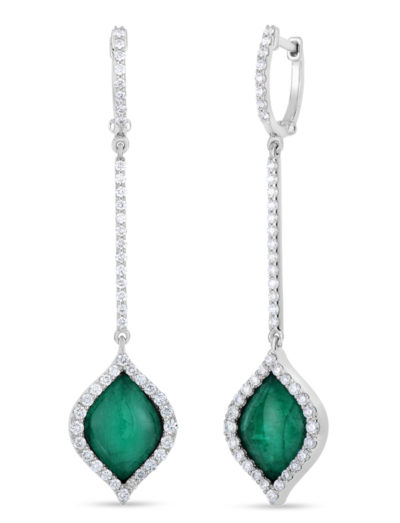 Roberto Coin Tiny Treasures Art Deco Drop Earrings with Diamonds, Emerald, and Mother of Pearl 8882004AWERJ