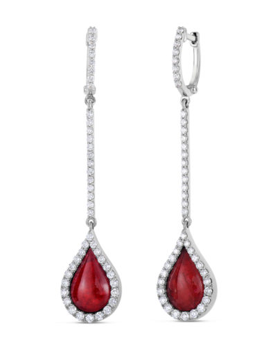 Roberto Coin Tiny Treasures Art Deco Drop Earrings with Diamonds, Ruby, and Mother of Pearl 8882009AWERJ