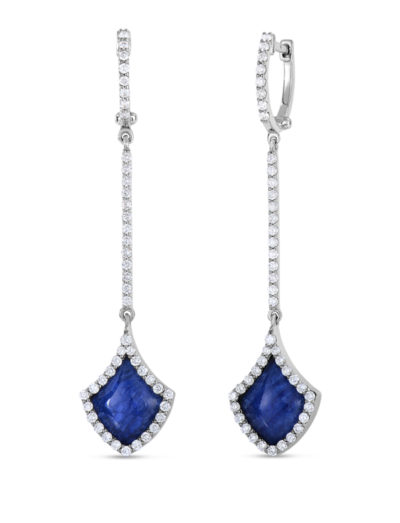 Roberto Coin Tiny Treasures Art Deco Drop Earrings with Diamonds, Sapphire, and Mother of Pearl 8882010AWERJ