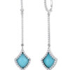 Roberto Coin Tiny Treasures Art Deco Drop Earrings with Diamonds, Turquoise, and Mother of Pearl 8882011AWERJ