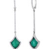 Roberto Coin Tiny Treasures Art Deco Drop Earrings with Diamonds, Emerald, and Mother of Pearl 8882012AWERJ
