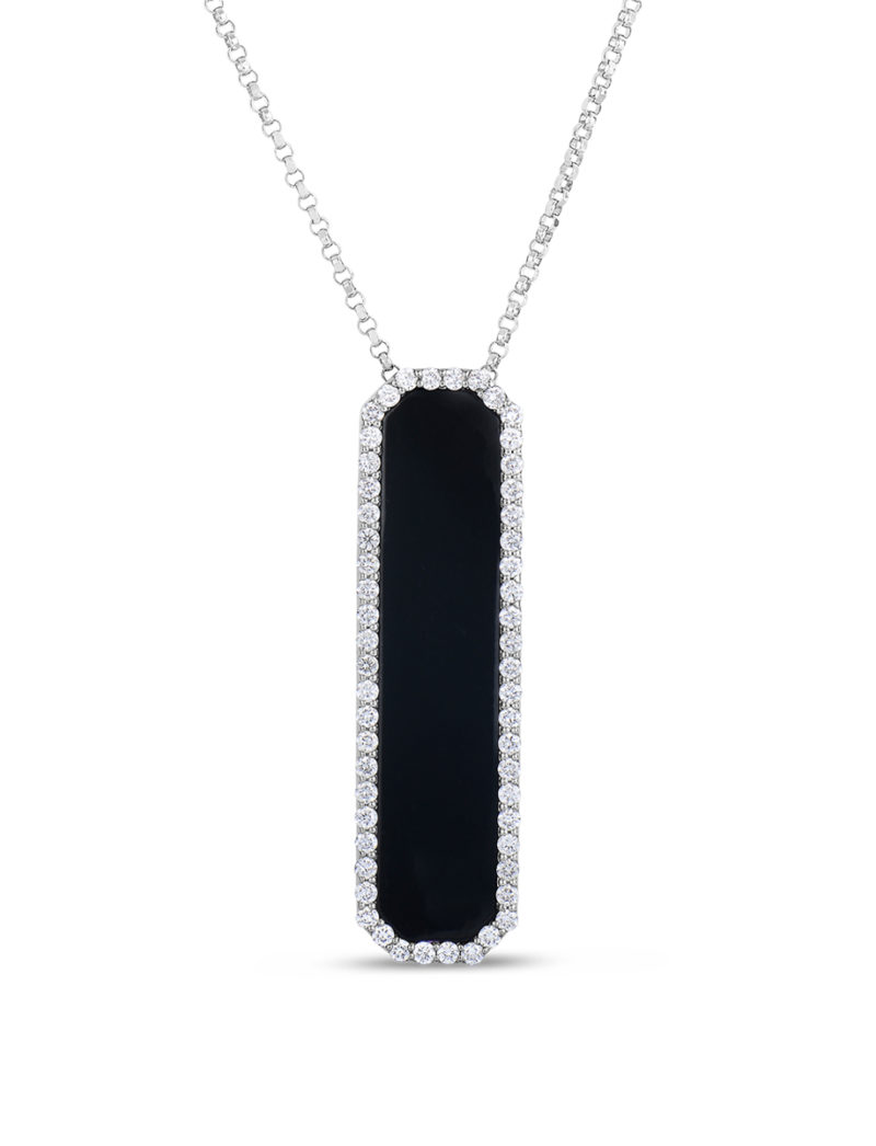 Art Deco Pendant with Diamonds and Black Jade