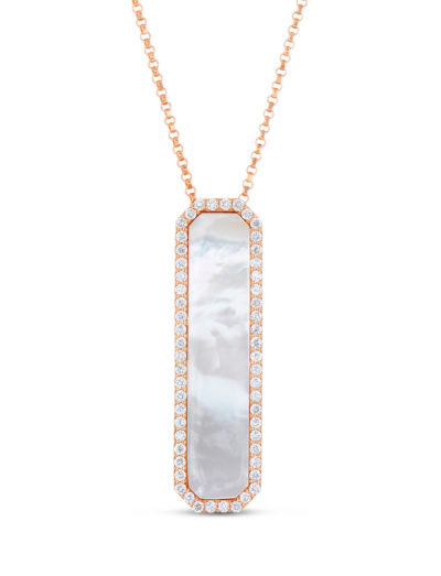 Roberto Coin Tiny Treasures Art Deco Pendant with Diamonds and Mother of Pearl 8882026AX31J