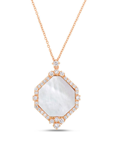 Roberto Coin Tiny Treasures Art Deco Pendant with Diamonds and Mother of Pearl 8882035AX18J