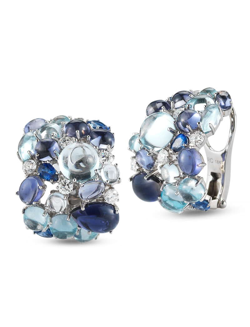 Earrings with Topaz, Lolite, Sapphires, and Diamonds