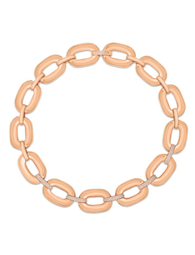 Roberto Coin Designer Gold Link Necklace with Diamonds 9151019AXCHX