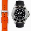 Everest Deepsea Sea-Dweller Curved End Rubber Strap with Tang Buckle EH10ORG Dial