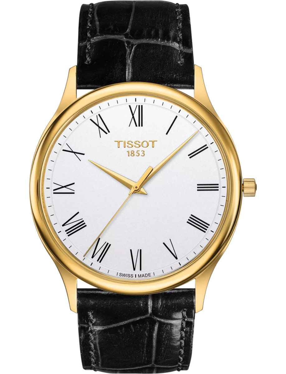 新品電池】TISSOT ラウンド ゴールド文字盤 レザー クォーツ 楽天市場