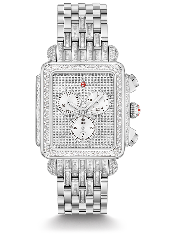 Michele Deco XL Stainless Pavé Diamond Watch