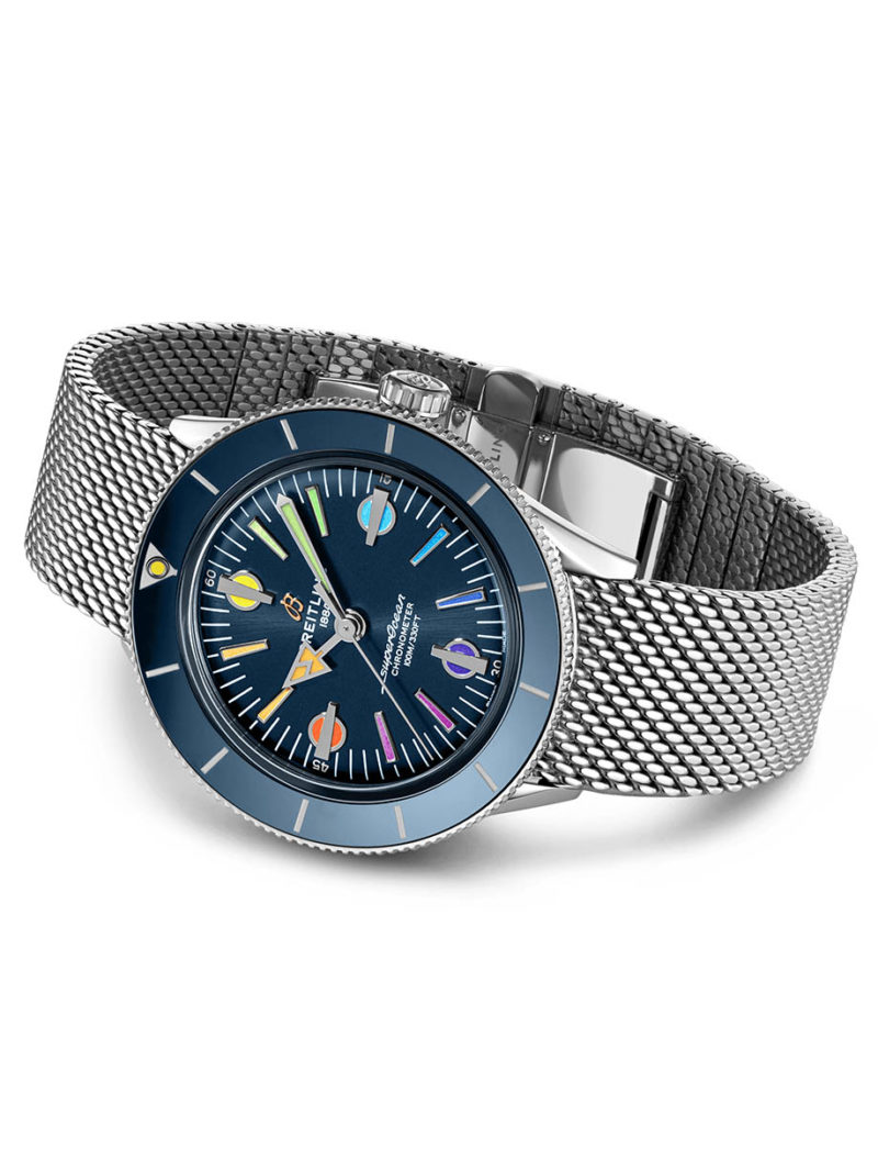 Breitling Superocean Heritage '57 Special Edition II Blue Dial Silver Mesh Bracelet Watch for Men - A103702A1C1A1 main image 0